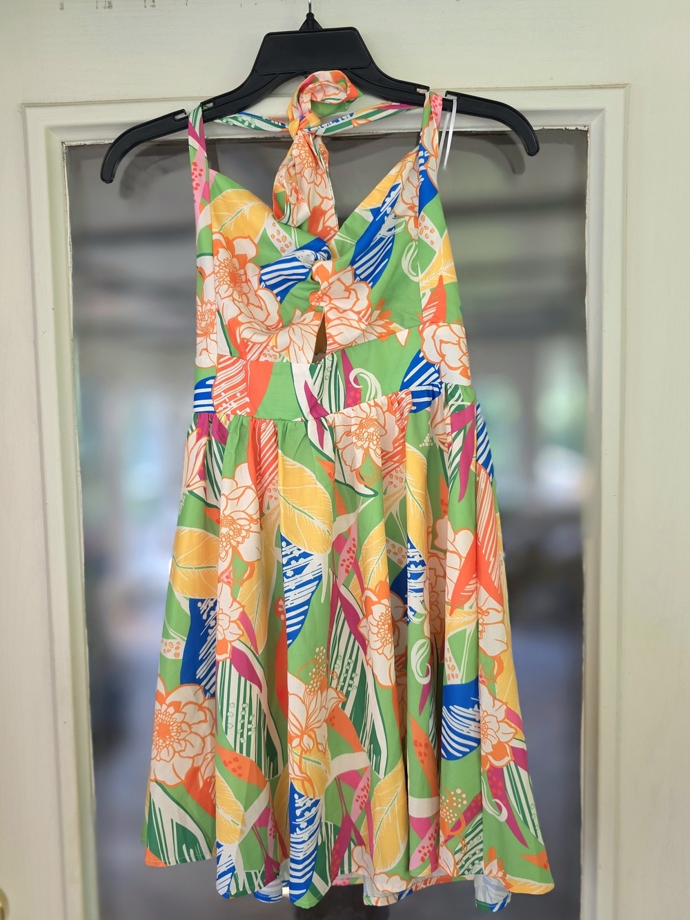 New Flying Tomato Bright Tropical Summer Floral Halter Dress Sz Small